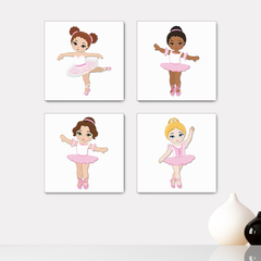 Kit 4 Placas Decorativas Bailarinas Balé Ballet Infantil - 0089ktpl4