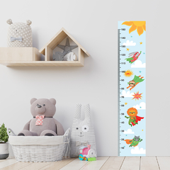 Régua de Crescimento Infantil Adesivo Ursinho Super-Herói Menino Bebê - 008reg