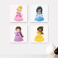 Kit 4 Placas Decorativas Princesas Infantil - 0090ktpl4