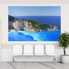 Adesivo de Parede Grécia Praia Mundo Painel Sala Escritório Quarto - 0092pad