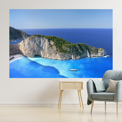 Adesivo de Parede Grécia Praia Mundo Painel Sala Escritório Quarto - 0092pad - comprar online