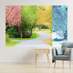 Imagem do Adesivo de Parede Estações Ano Paisagem Natureza Painel Sala Escritório Quarto - 0094pad