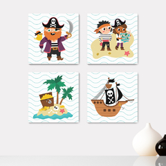 Kit 4 Placas Decorativas Piratas Infantil - 0099ktpl4