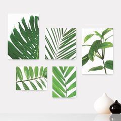 Kit 5 Placas Decorativas - Folhagem Folhas Casa Quarto Sala - 009ktpl5