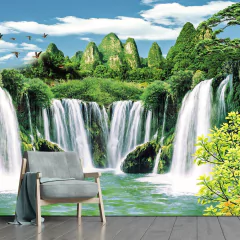 Papel de Parede Paisagem Cachoeira Natureza Sala Painel Adesivo - 009pc