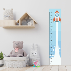 Régua de Crescimento Infantil Adesivo Astronauta Foguete Menino Menina Bebê - 009reg