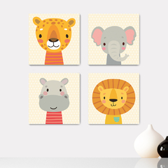 Kit 4 Placas Decorativas Safari Animais Infantil - 0101ktpl4