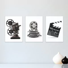 Kit 3 Placas Decorativas Cinema Cine Filme Casa Quarto Sala - 0102ktpl