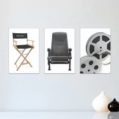 Kit 3 Placas Decorativas Cinema Cine Filme Casa Quarto Sala - 0103ktpl