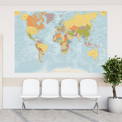 Adesivo de Parede Mapa Mundo Painel Sala Escritório Quarto - 0107pad - Allodi
