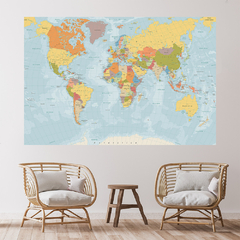 Adesivo de Parede Mapa Mundo Painel Sala Escritório Quarto - 0107pad - loja online