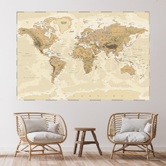 Adesivo de Parede Mapa Mundo Painel Sala Escritório Quarto - 0108pad