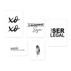 Kit 5 Placas Decorativas - Frase Seja Sorrir Felicidade Casa Quarto Sala - 010ktpl5 - comprar online