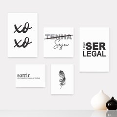 Kit 5 Placas Decorativas - Frase Seja Sorrir Felicidade Casa Quarto Sala - 010ktpl5