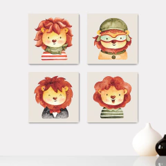 Kit 4 Placas Decorativas Safari Leões Leõezinhos Infantil - 0110ktpl4