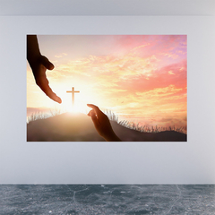 Adesivo de Parede Fé Cruz Igreja Religião Painel Sala - 0111pad