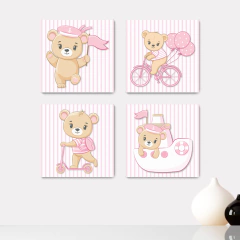 Kit 4 Placas Decorativas Ursinhos Infantil - 0118ktpl4