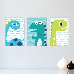 Kit 3 Placas Decorativas Dinossauros Dino Infantil Bebe Quarto Menino Menina - 0122ktpl