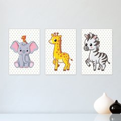 Kit 3 Placas Decorativas Safari Infantil Bebe Quarto Menino Menina - 0125ktpl