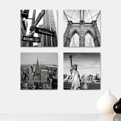 Kit 4 Placas Decorativas New York Escritório - 0137ktpl4