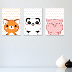 Kit 3 Placas Quadros Decorativos Safari Infantil Bebe Quarto Menino Menina - 0147ktpl