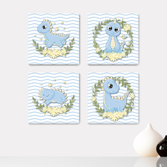 Kit 4 Placas Decorativas Dinossauros Dino Infantil - 0153ktpl4