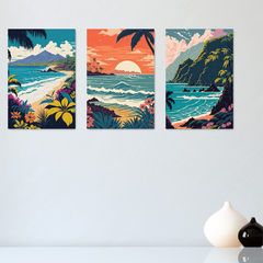 Kit 3 Placas Quadros Decorativos Paisagens Casa Quarto Sala - 0153ktpl