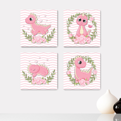 Kit 4 Placas Decorativas Dinossauros Dino Infantil - 0154ktpl4