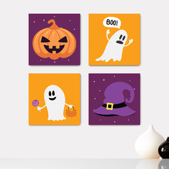 Kit 4 Placas Decorativas Halloween Infantil Escola - 0156ktpl4