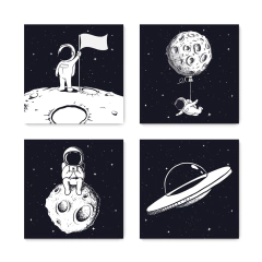 Kit 4 Placas Decorativas Astronauta Infantil - 0163ktpl4 - comprar online