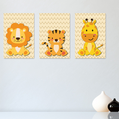 Kit 3 Placas Quadros Decorativos Safari Infantil Bebe Quarto Menino Menina - 0168ktpl