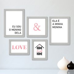 Kit Com 5 Quadros Decorativos - Frase Meu Menino Minha Menina - 016kq01 - comprar online