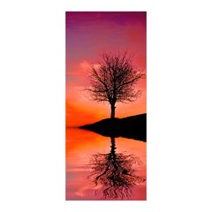 Adesivo Decorativo de Porta - Anoitecer - Árvore - Mar - 016cnpt na internet