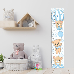 Régua de Crescimento Infantil Adesivo Ursinhos Menino Bebê Azul - 016reg