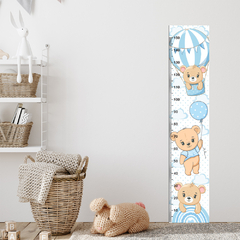 Régua de Crescimento Infantil Adesivo Ursinhos Menino Bebê Azul - 016reg - Allodi
