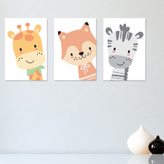 Kit 3 Placas Quadros Decorativos Safari Infantil Bebe Quarto Menino Menina - 0170ktpl