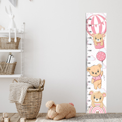 Régua de Crescimento Infantil Adesivo Ursinhos Menina Bebê Rosa - 017reg - Allodi