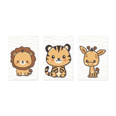 Kit 3 Placas Quadros Decorativos Safari Infantil Bebe Quarto Menino Menina - 0180ktpl - comprar online