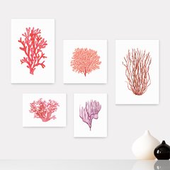 Kit 5 Placas Decorativas - Mar Oceano Coral Casa Quarto Sala - 020ktpl5