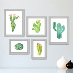 Kit Com 5 Quadros Decorativos - Cactos Plantas Natureza - 021kq01 - comprar online