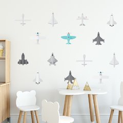 Adesivo De Parede Infantil - 30 Aviões - Quarto - Bebê - Menino - Menina - 023ir