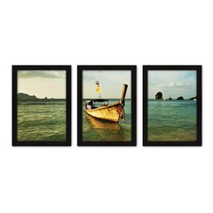 Kit Com 3 Quadros - Barco Mar Paisagem - 031kq02p - comprar online