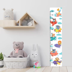 Régua de Crescimento Infantil Adesivo Safari Animais Aviões Menino Menina Bebê - 034reg