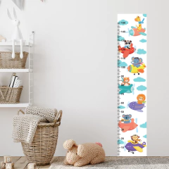 Régua de Crescimento Infantil Adesivo Safari Animais Aviões Menino Menina Bebê - 034reg - Allodi