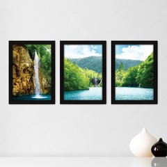 Kit Com 3 Quadros - Cachoeira Natureza Paisagem - 037kq02p