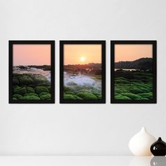 Kit Com 3 Quadros - Pôr-do-Sol Natureza Paisagem - 038kq02p