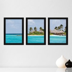 Kit Com 3 Quadros - Mar Praia Paisagem - 041kq02p