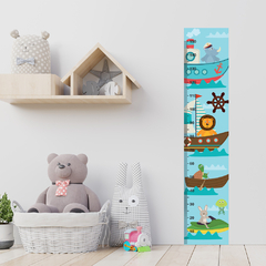 Régua de Crescimento Infantil Adesivo Animais Barcos Menino Menina Bebê - 042reg
