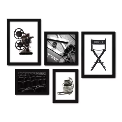 Kit Com 5 Quadros Decorativos - Cinema Projetor Filmes - 043kq01 na internet