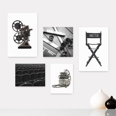 Kit 5 Placas Decorativas - Cinema Projetor Filmes Casa Quarto Sala - 043ktpl5